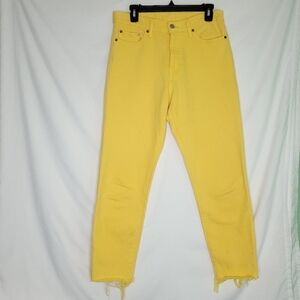 LEVI'S Women's Yellow Raw Hem  Button Fly Jeans Size 29